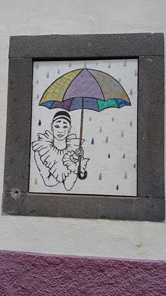 obraz muže s deštníkem