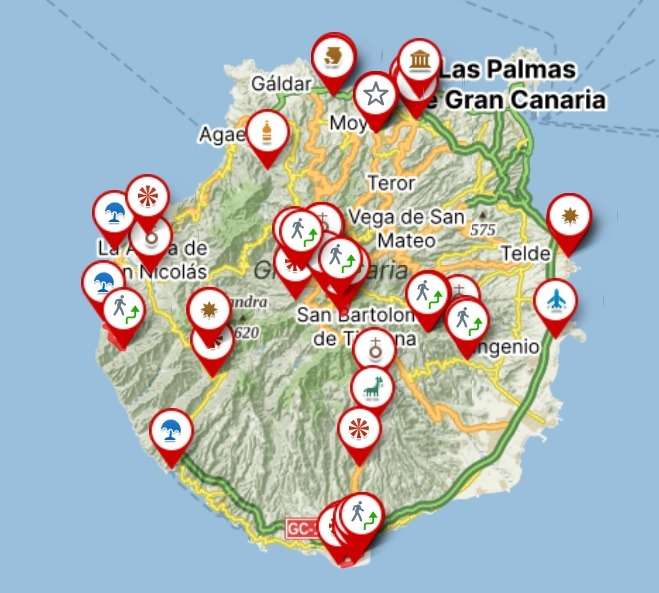 Mapa ostrova Gran Canaria