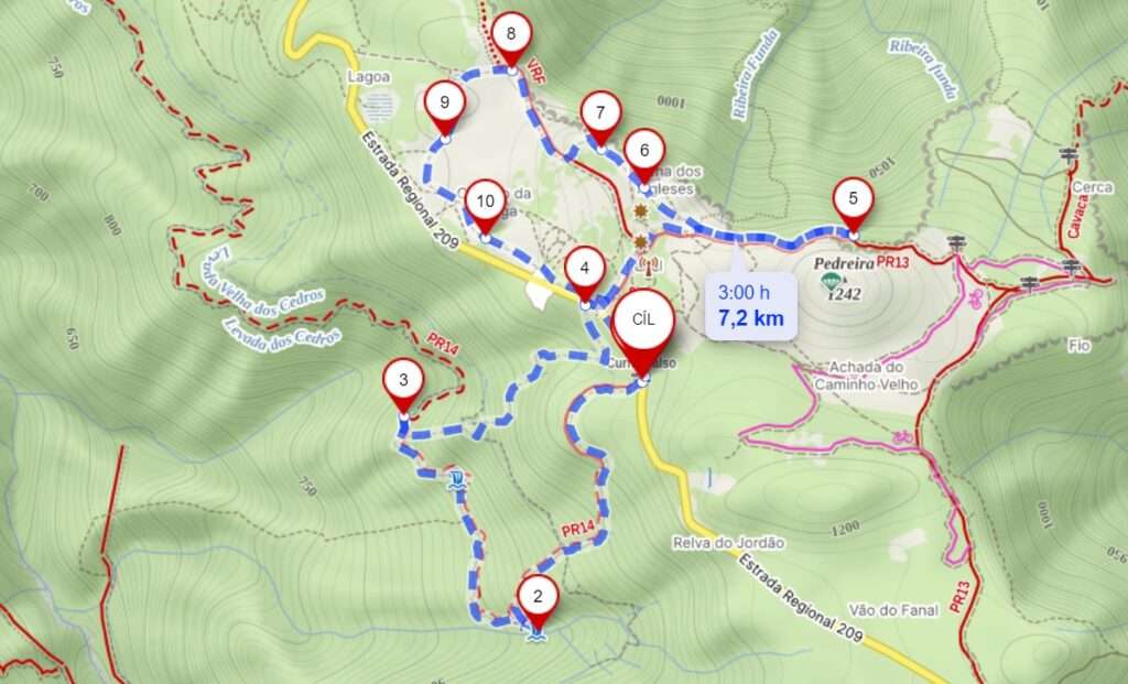 Mapa Levada dos Cedros a Fanal