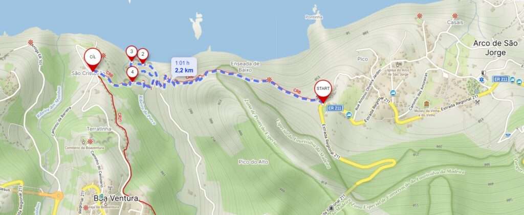 Mapa Pobřežní trek z Arco do Sao Cristovao