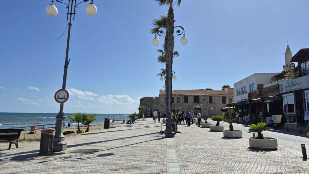 Náměstí s palmami a promenádou v Larnace.