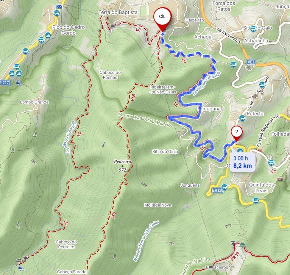 Mapa -Levada do Castelejo - Referta