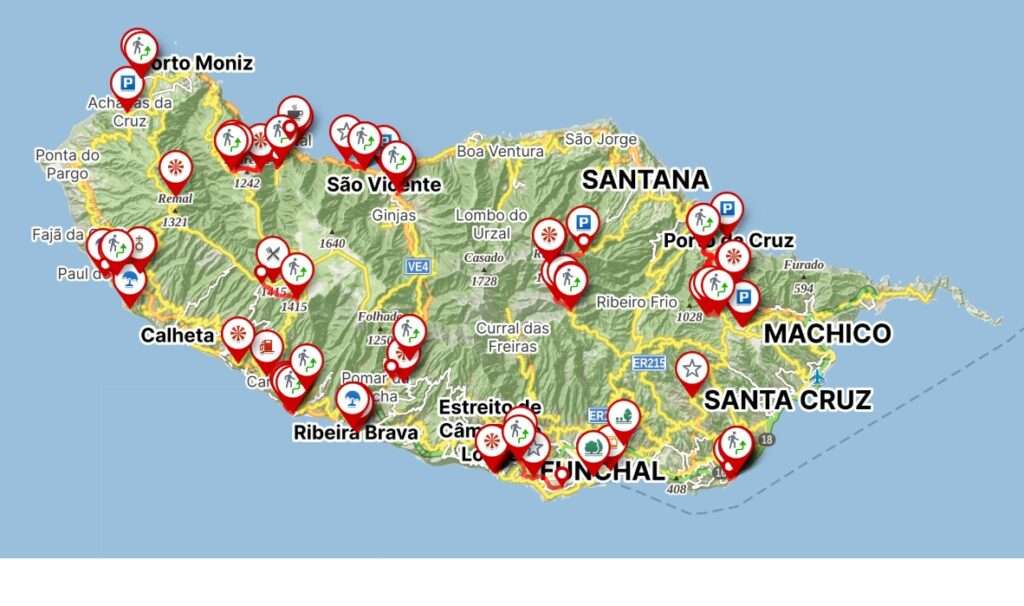 Mapa - Madeira_navštívená místa